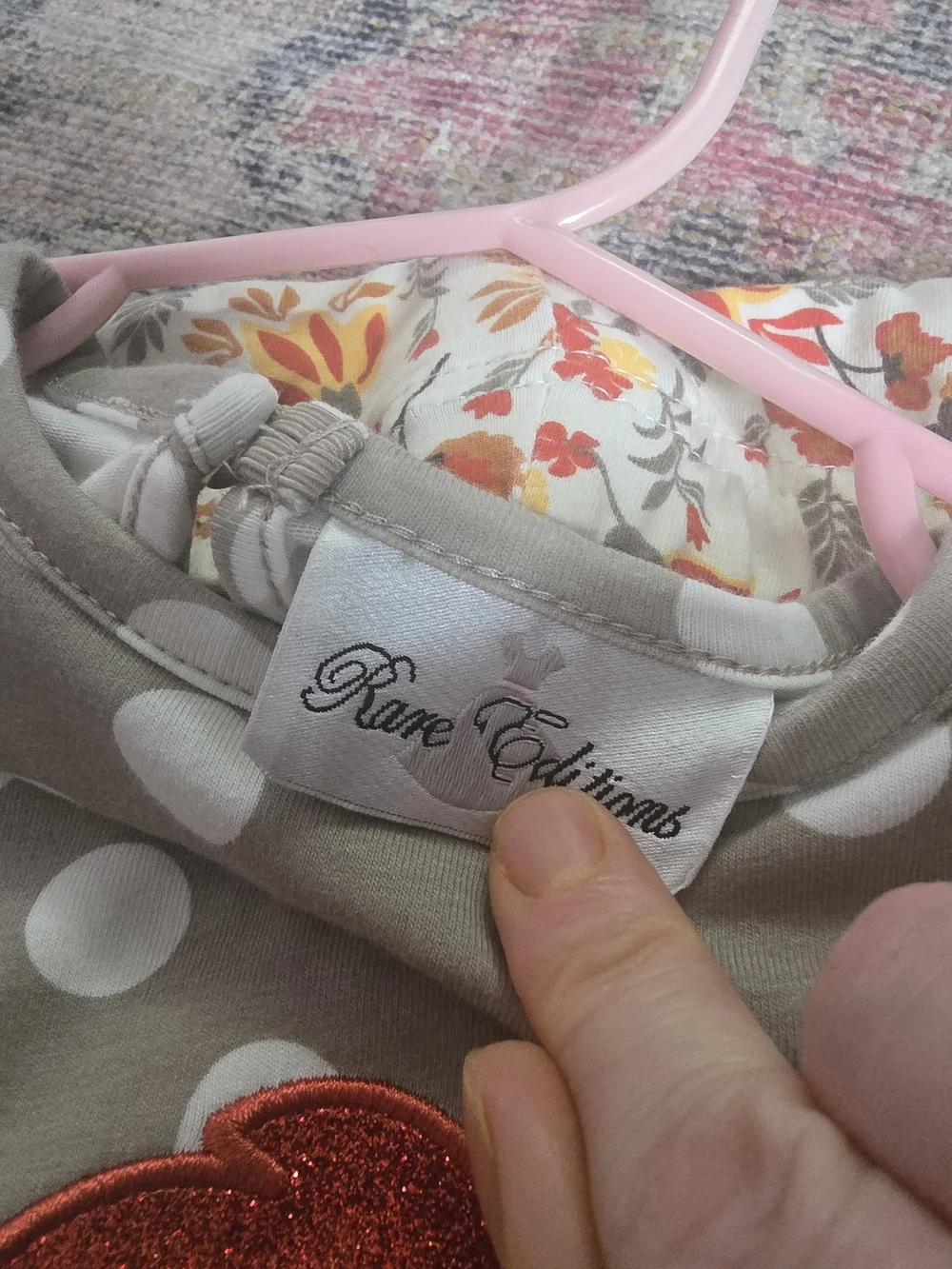 Rare Editions Taupe Polka Dot Pumpkin Top & Autumn Floral Ruffle Pants 18M